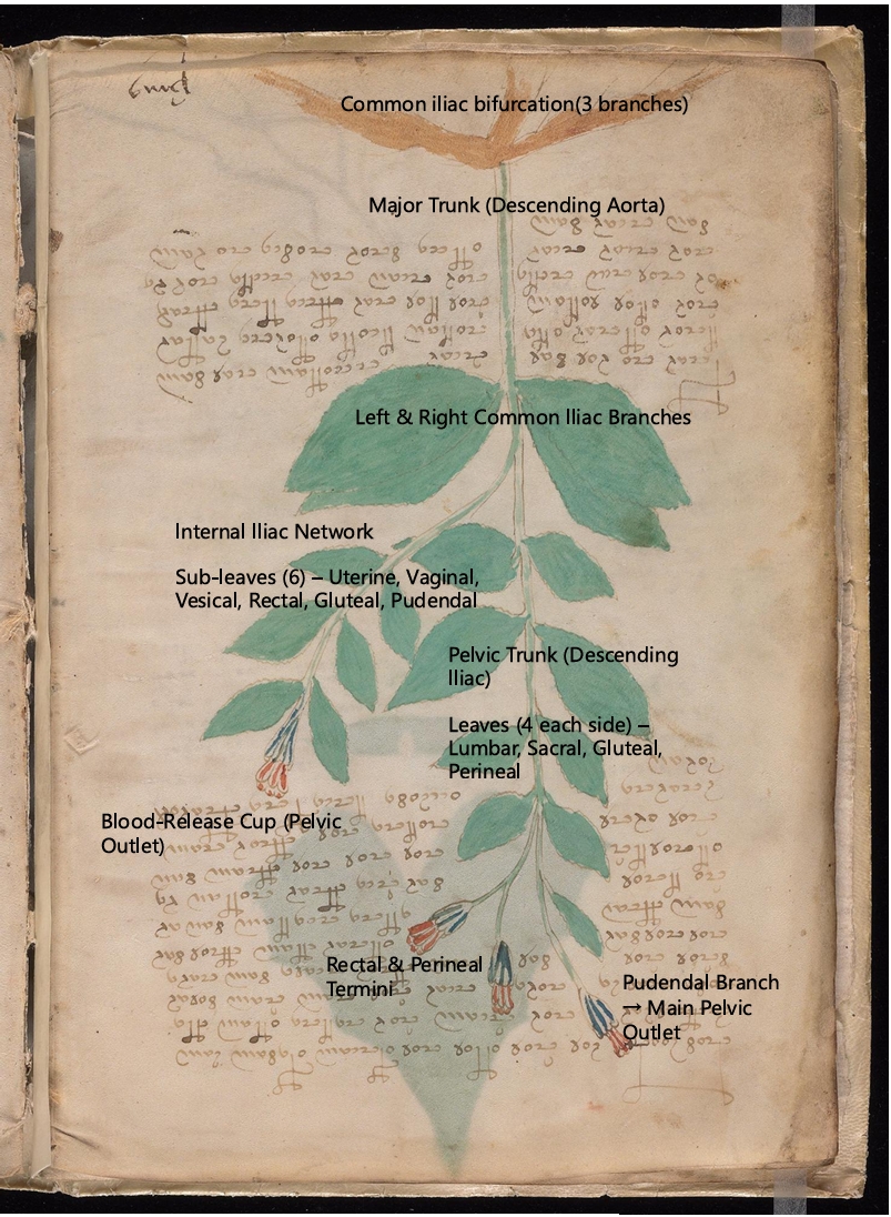 Labelled diagram of Folio 8v